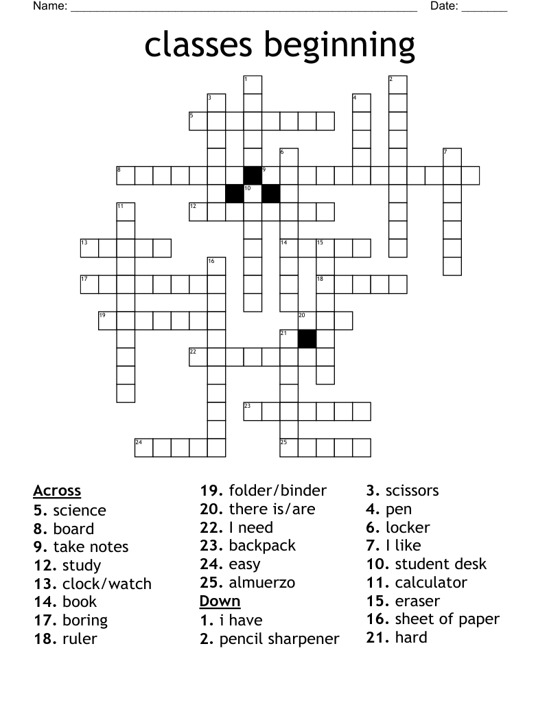 classes beginning crossword wordmint classes beginning crossword wordmint