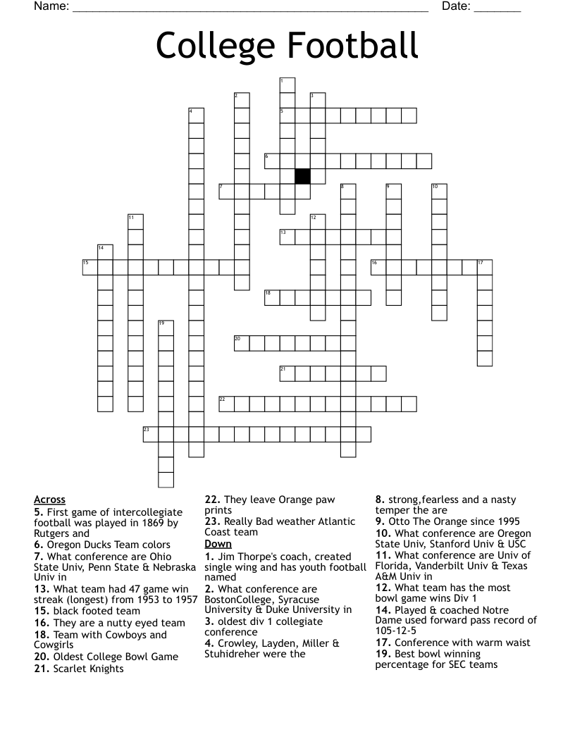 College Sports Crosswords Word Searches Bingo Cards WordMint College Sports Crosswords Word Searches Bingo Cards WordMint