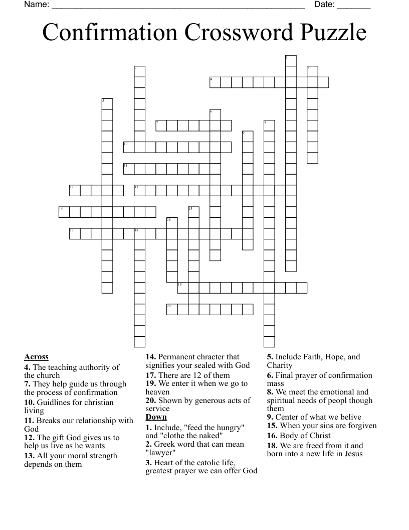 Confirmation Crossword Puzzle WordMint