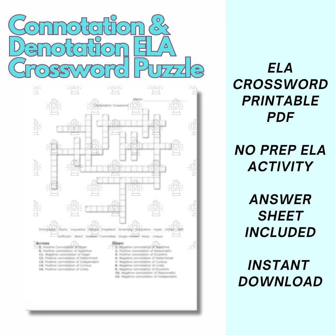 Connotation Denotation ELA Crossword Puzzle ELA Crossword Printable Pdf ELA Crossword Middle School Ela Crossword Puzzle W Answers Etsy Connotation Denotation ELA Crossword Puzzle ELA Crossword Printable Pdf ELA Crossword Middle School Ela Crossword Puzzle W Answers Etsy