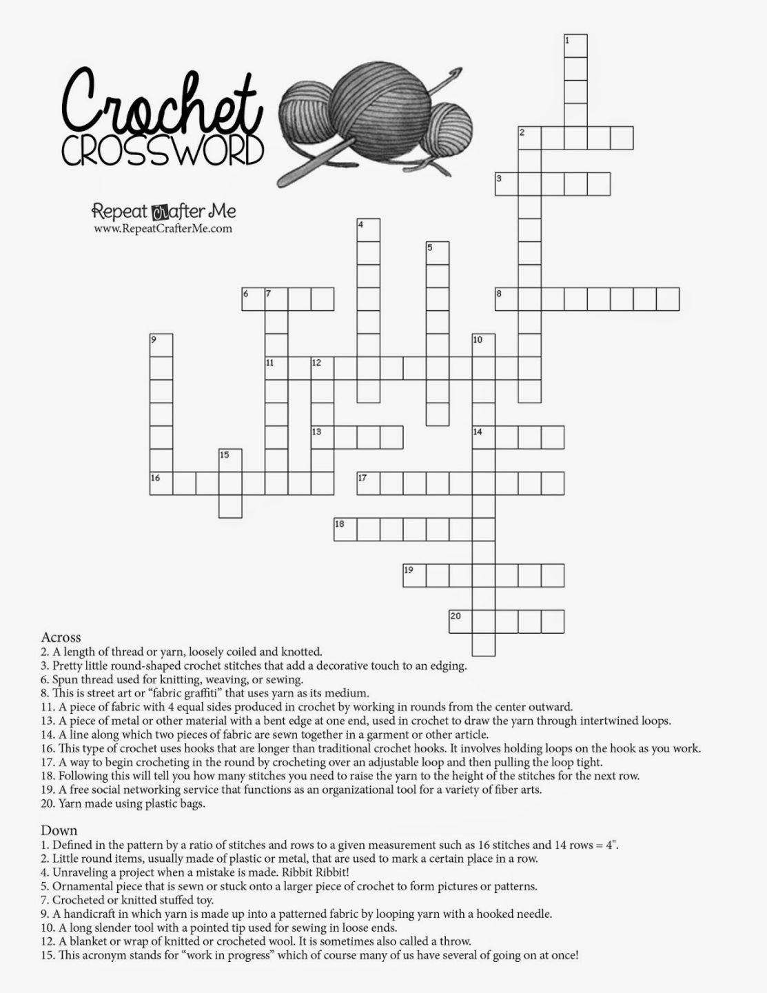 Crochet Crossword Puzzle Repeat Crafter Me Crochet Crossword Puzzle Repeat Crafter Me