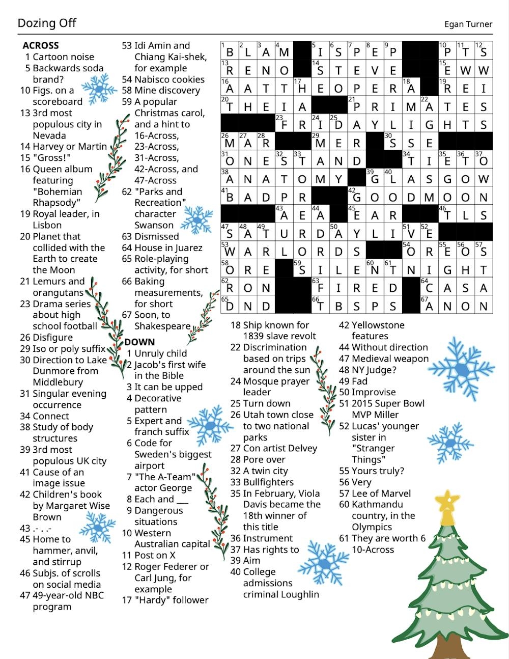 Crossword 12 07 2023 Solution The Middlebury Campus Crossword 12 07 2023 Solution The Middlebury Campus