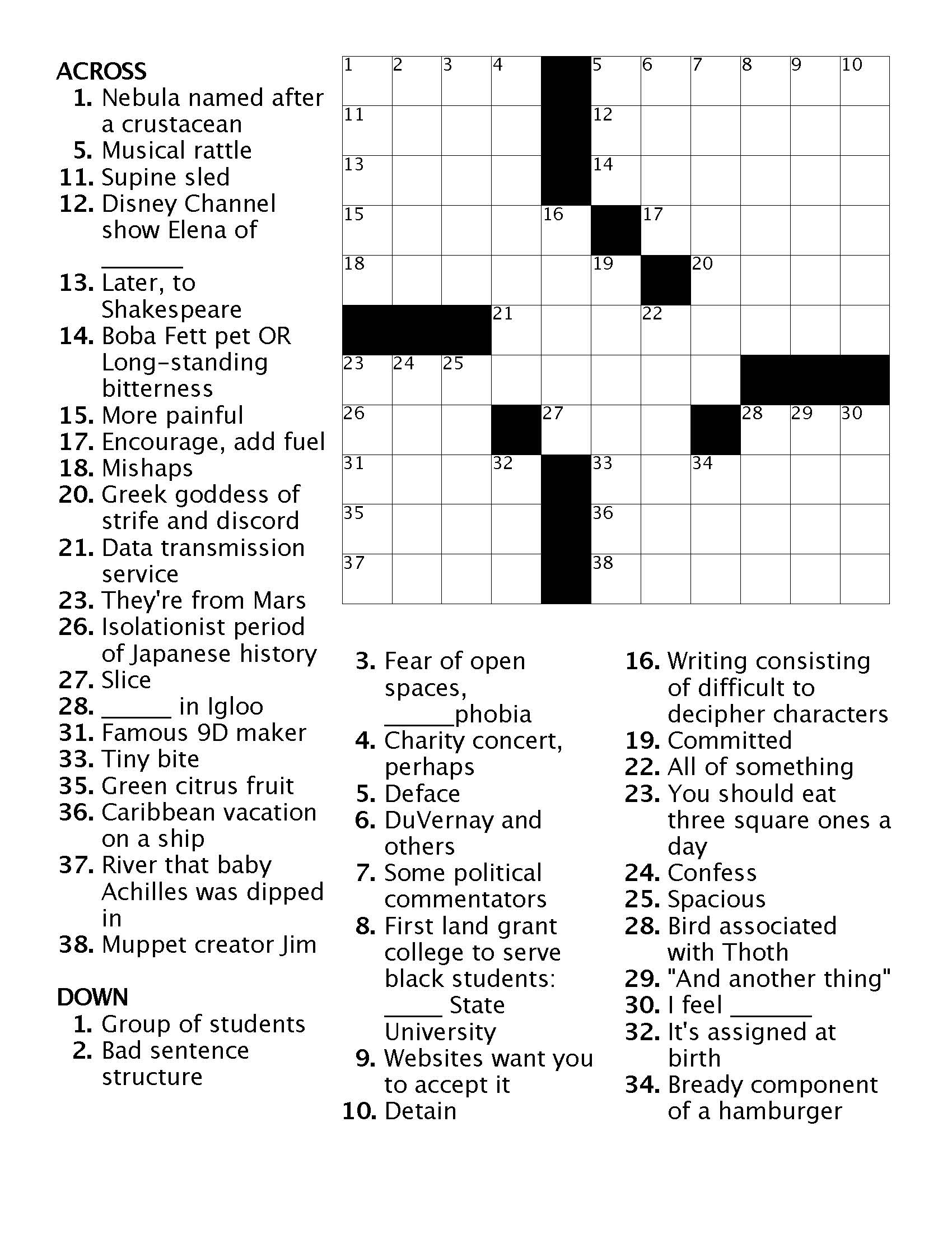 Easy Disney Crossword Puzzles Printable Easy Disney Crossword Puzzles Printable