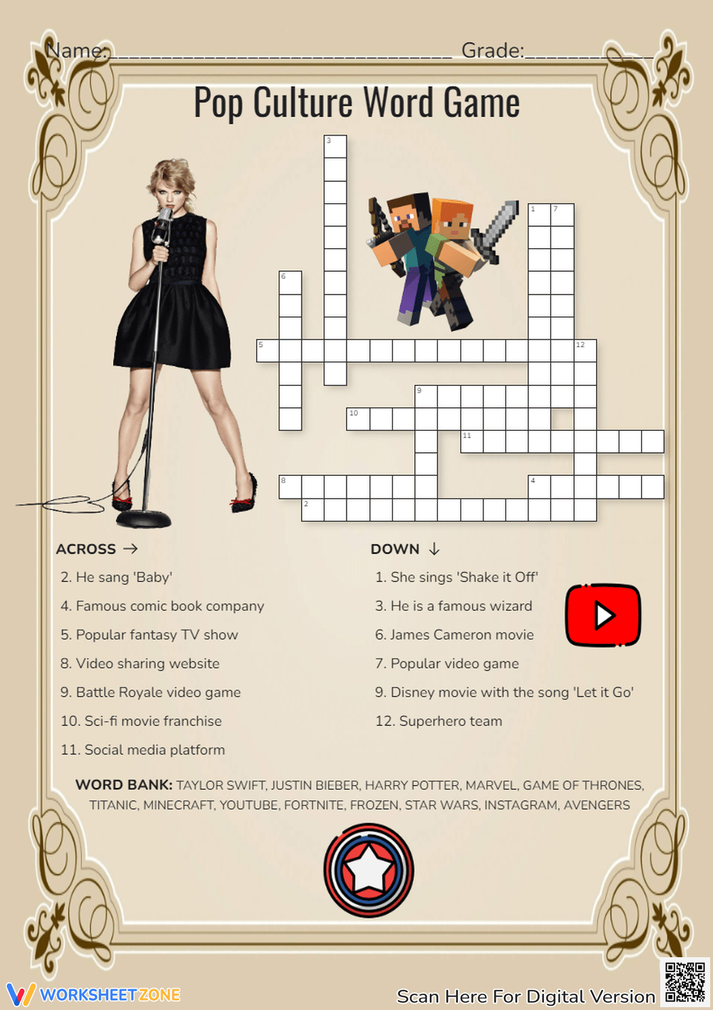 Crossword Answers Pop Culture Drops Of Ink Worksheets Library Crossword Answers Pop Culture Drops Of Ink Worksheets Library