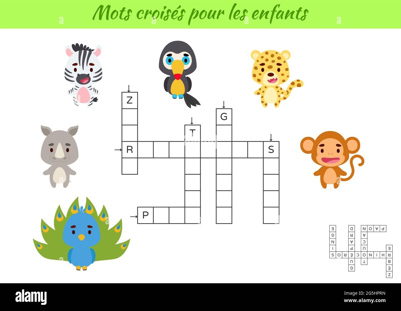 Crossword For Kids In French With Pictures Of Animals Educational Game For Study French Language And Words Children Activity Printable Worksheet In Stock Vector Image Art Alamy