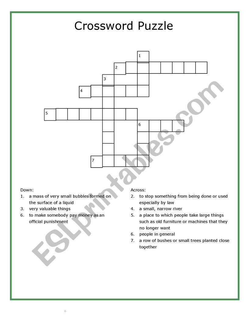 Crossword Puzzle Environment ESL Worksheet By NgKelly Crossword Puzzle Environment ESL Worksheet By NgKelly