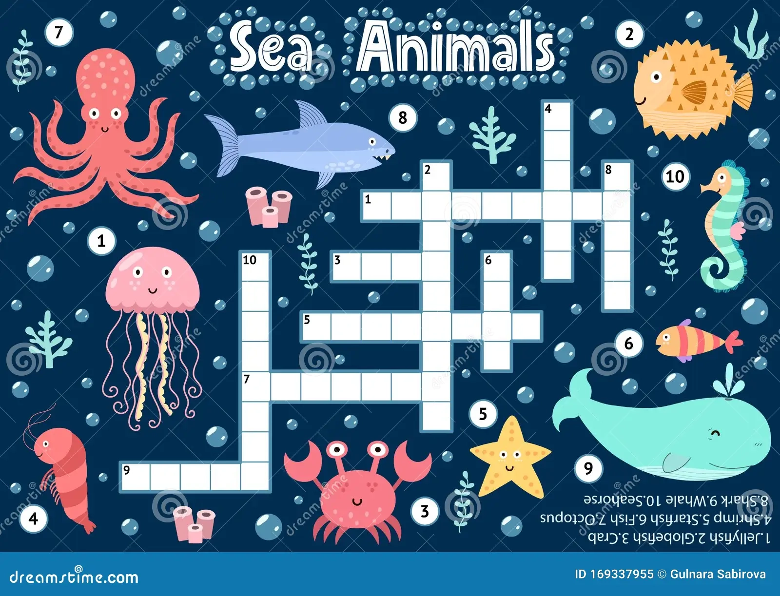 Crossword Puzzle Game Of Sea Animals For Kids Underwater Logical Activity Sheet Stock Vector Illustration Of Crosword Life 169337955 Crossword Puzzle Game Of Sea Animals For Kids Underwater Logical Activity Sheet Stock Vector Illustration Of Crosword Life 169337955