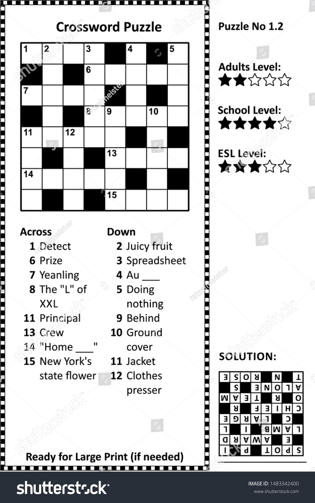 Crossword Puzzle Grid Clues Solution Classic Stock Vector Royalty Free 1483342400 Shutterstock