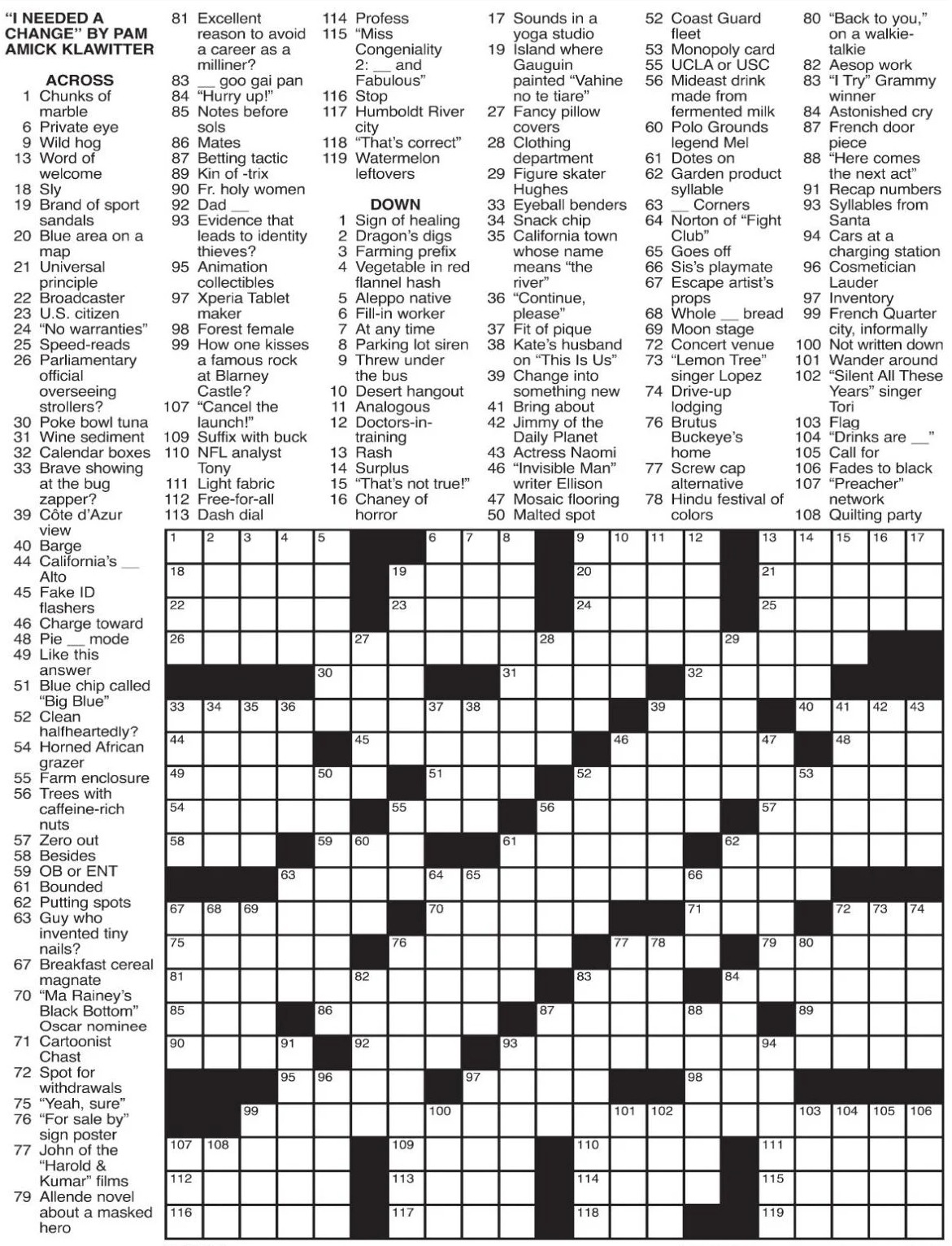 Crossword Puzzle Reprint Crossword Puzzle Reprint