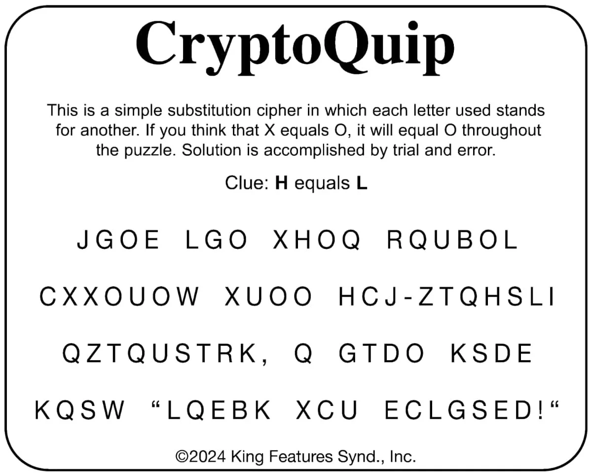 CryptoQuip June 13 Your West Central Voice CryptoQuip June 13 Your West Central Voice