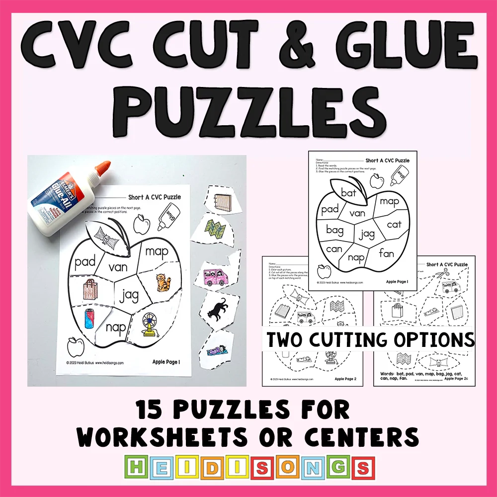CVC Gut Glue Puzzle Activity HeidiSongs Heidi Songs