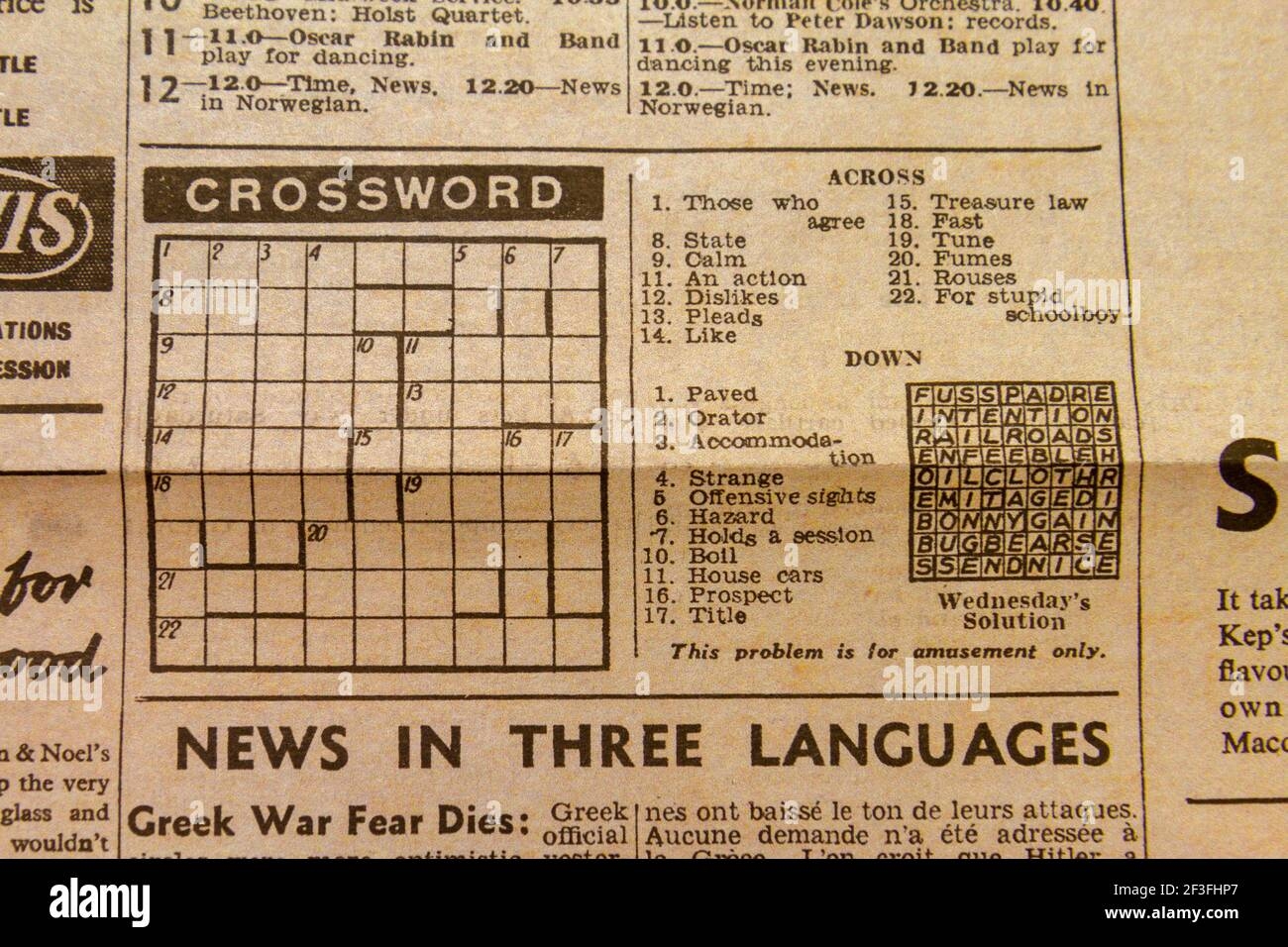 Daily Crossword Hi res Stock Photography And Images Alamy Daily Crossword Hi res Stock Photography And Images Alamy