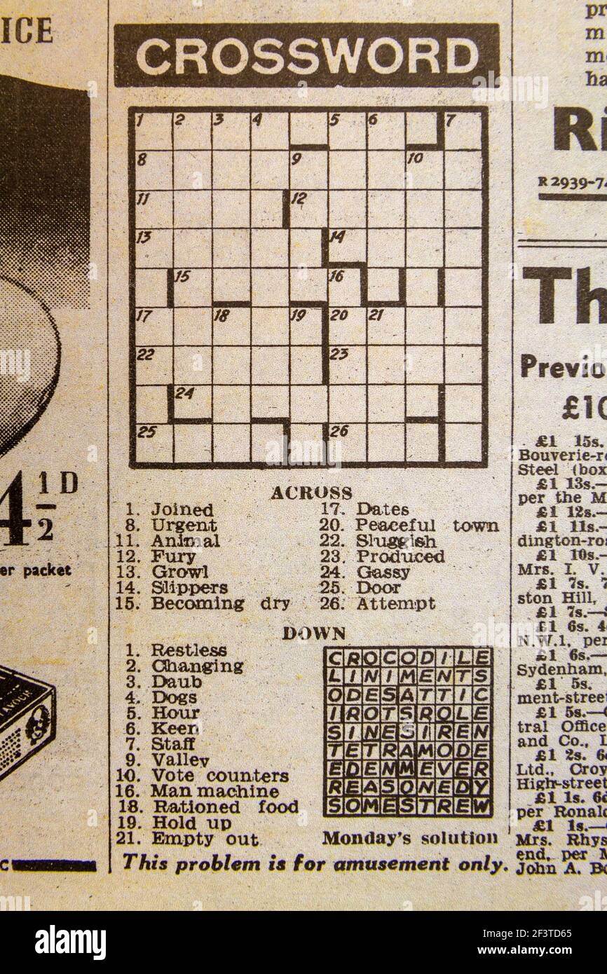 Daily Crossword Puzzle Hi res Stock Photography And Images Alamy Daily Crossword Puzzle Hi res Stock Photography And Images Alamy