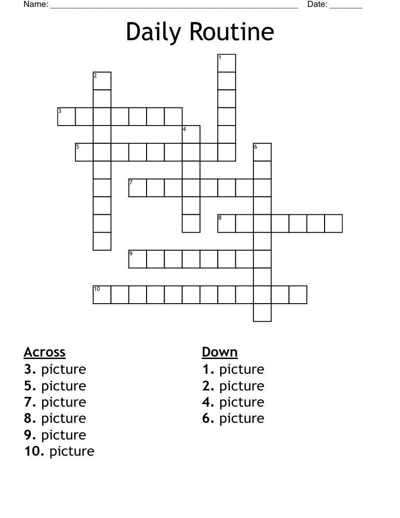 Daily Routine Crossword WordMint Daily Routine Crossword WordMint