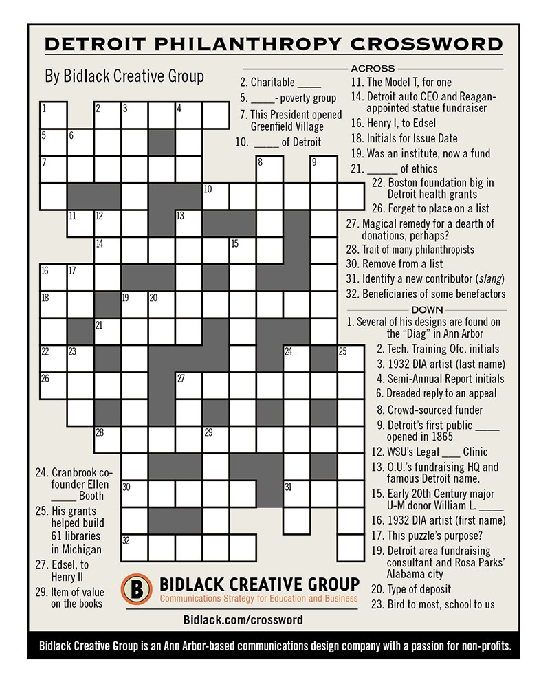 Detroit Philanthropy Crossword Answers Bidlack Creative Group Detroit Philanthropy Crossword Answers Bidlack Creative Group