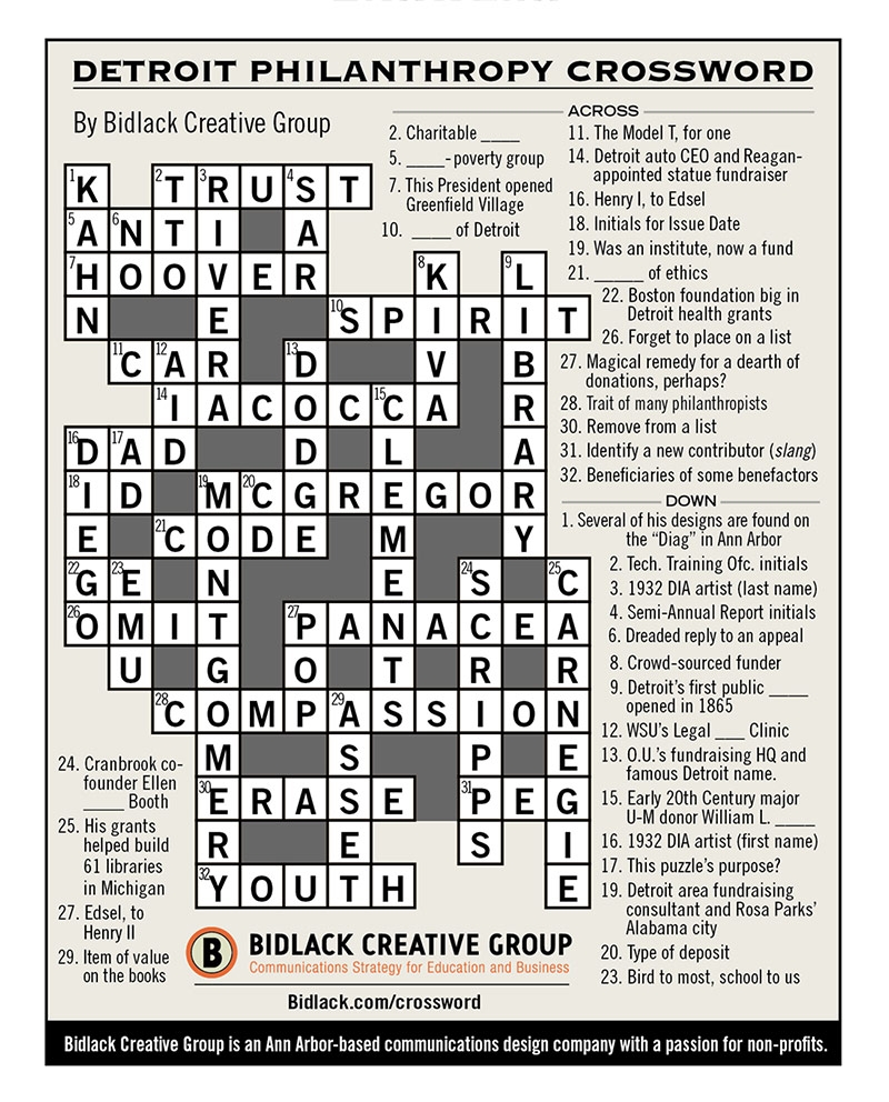 Detroit Philanthropy Crossword Answers Bidlack Creative Group Detroit Philanthropy Crossword Answers Bidlack Creative Group