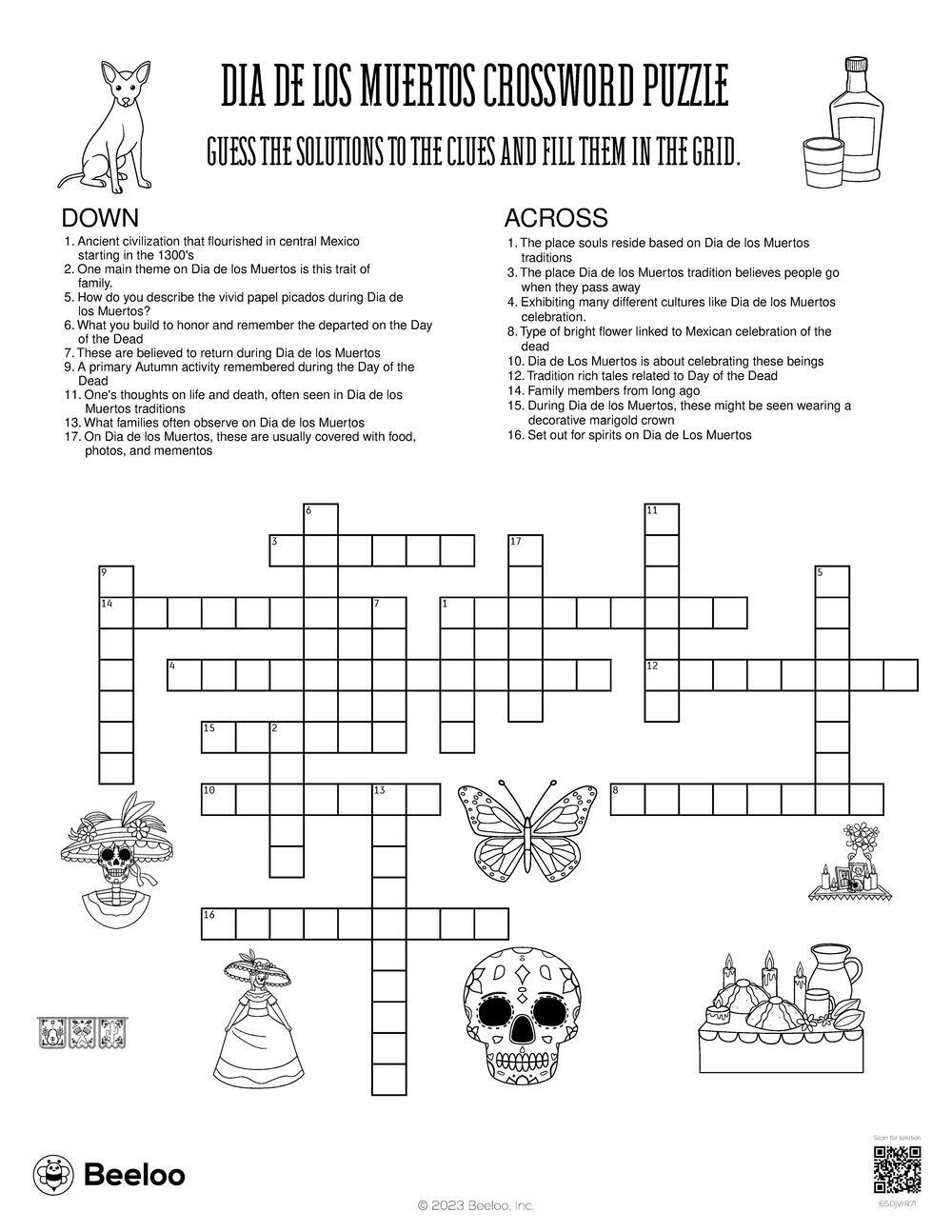 Dia De Los Muertos Crossword Puzzle Beeloo Printable Crafts And Activities For Kids Dia De Los Muertos Crossword Puzzle Beeloo Printable Crafts And Activities For Kids