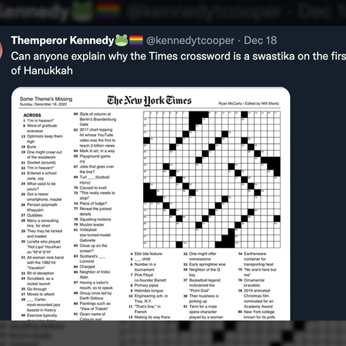 Did NY Times Publish What Some Said Was A Swastika Shaped Crossword Puzzle Snopes Did NY Times Publish What Some Said Was A Swastika Shaped Crossword Puzzle Snopes