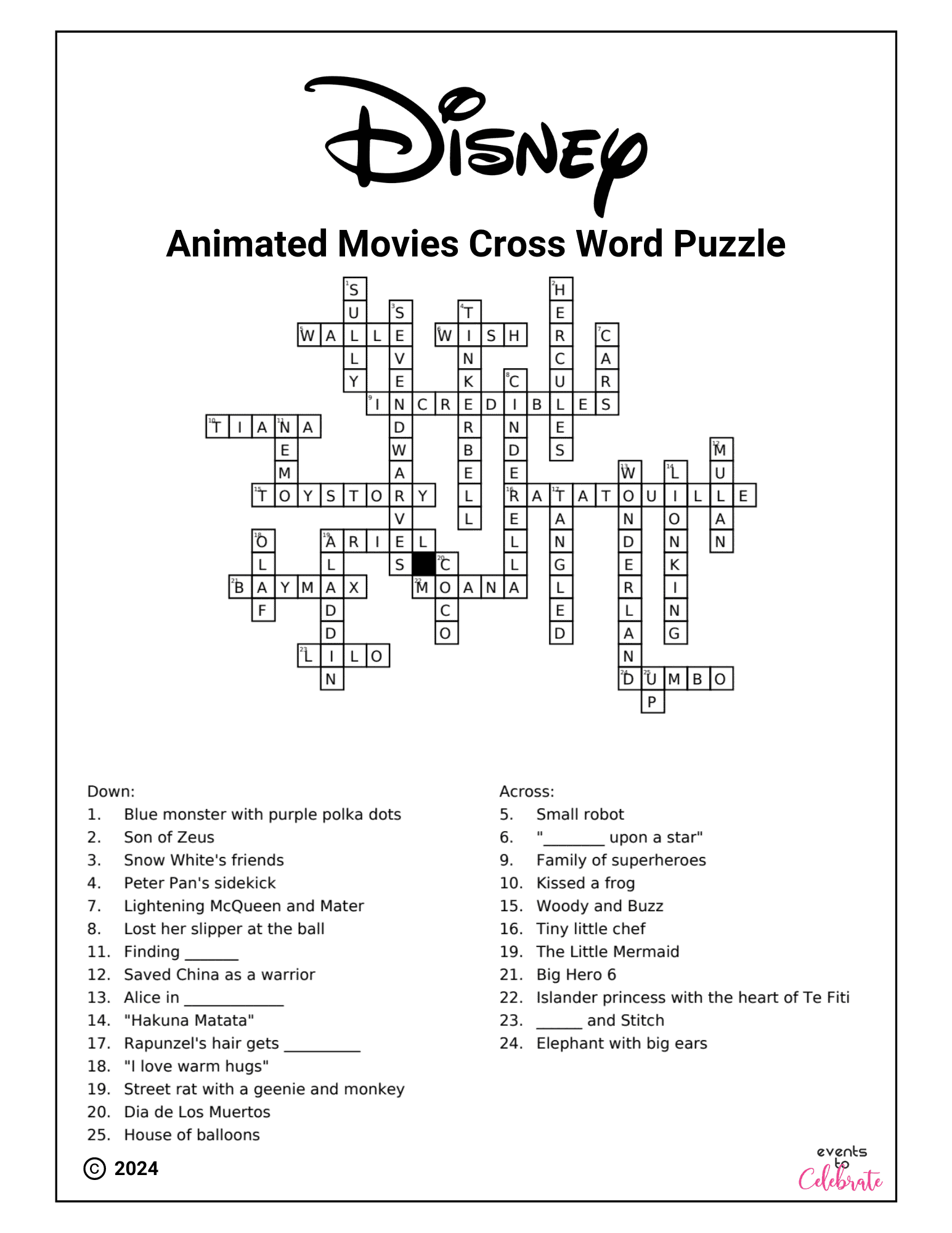 Disney Crossword Puzzles For Kids Villains And Heroes Party Ideas For Real People Disney Crossword Puzzles For Kids Villains And Heroes Party Ideas For Real People