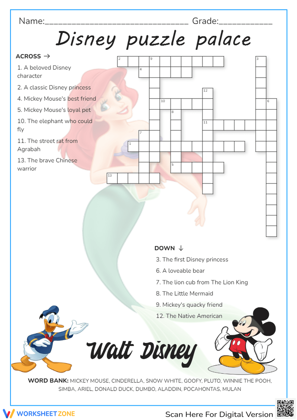 Printable Disney Themed Crossword Puzzles Printable Disney Themed Crossword Puzzles