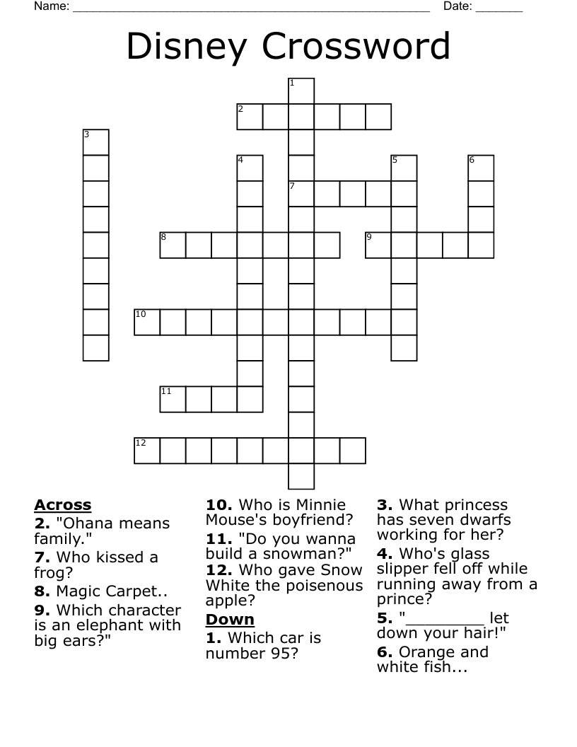 disney crossword wordmint