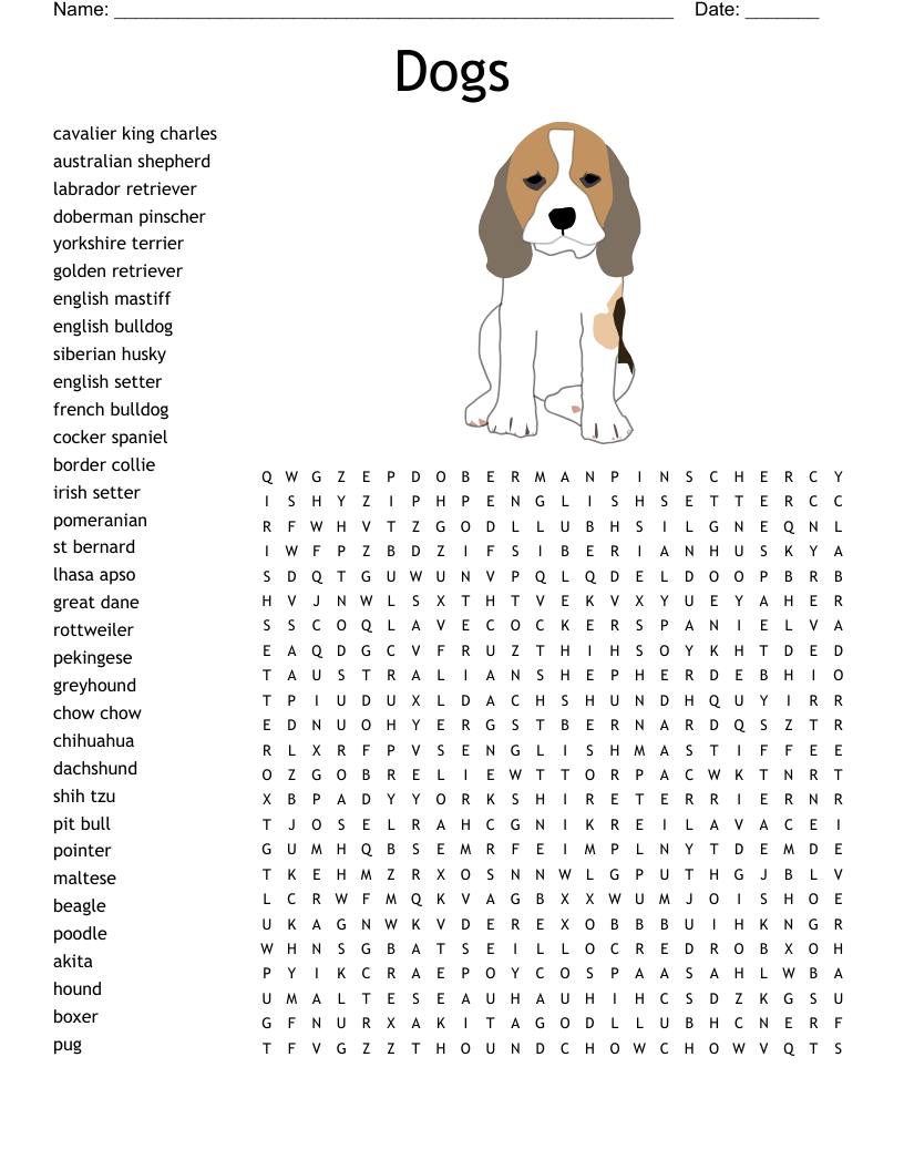 Dogs Crossword WordMint Dogs Crossword WordMint