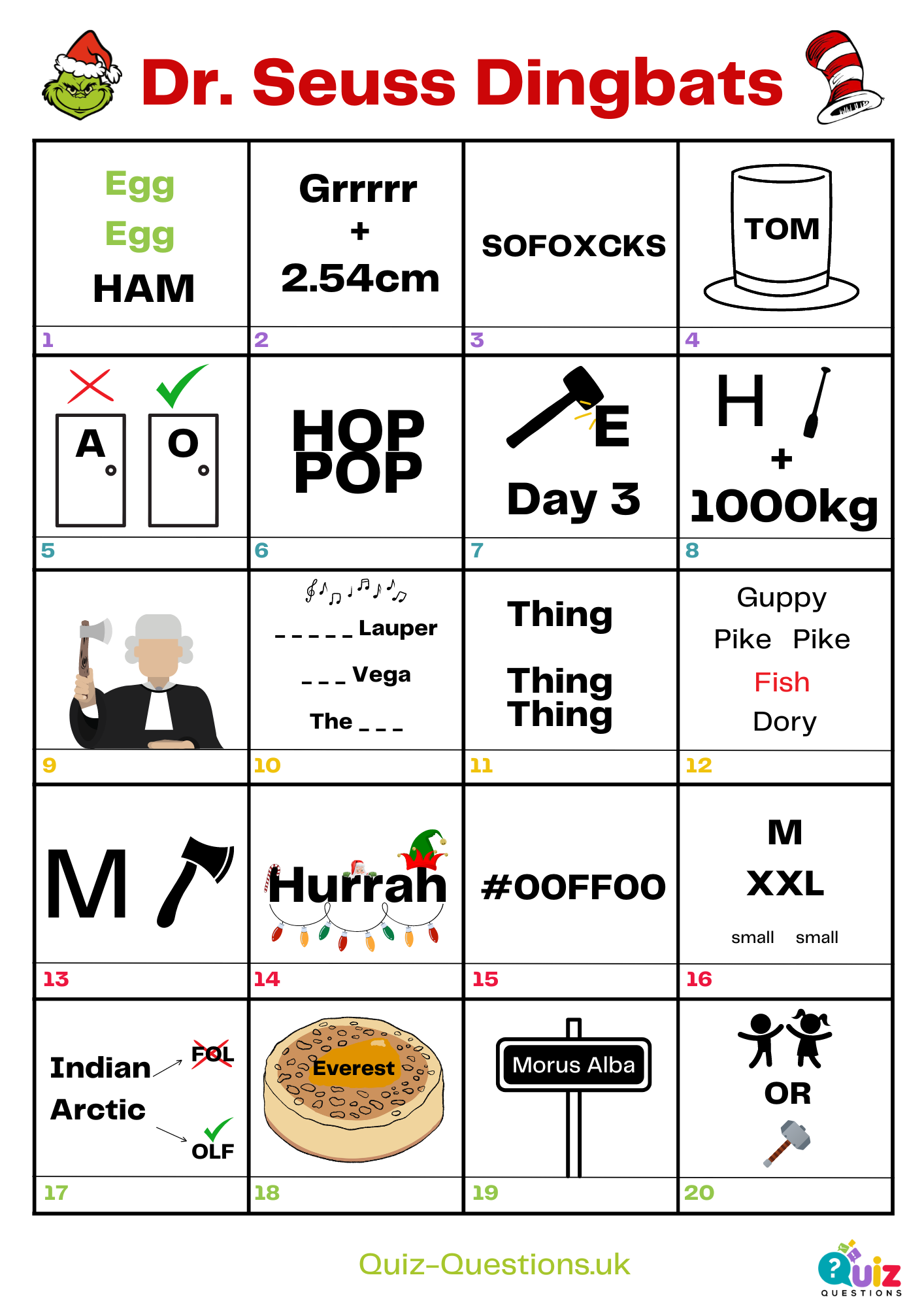 DR Seuss Dingbat Puzzles With Answers 2025 DR Seuss Dingbat Puzzles With Answers 2025