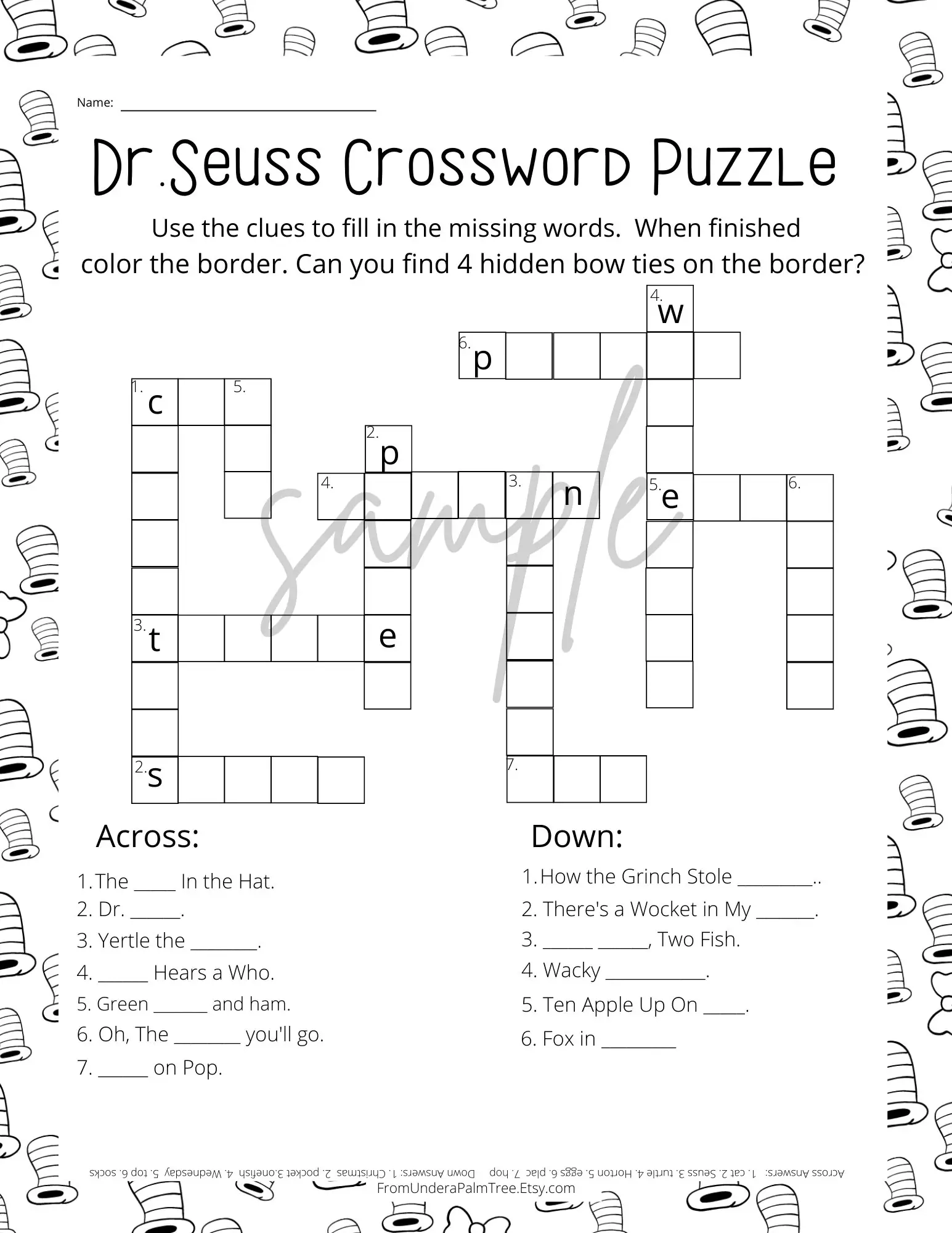 Dr Seuss Puzzles Printable Crossword Dr Seuss Puzzles Printable Crossword