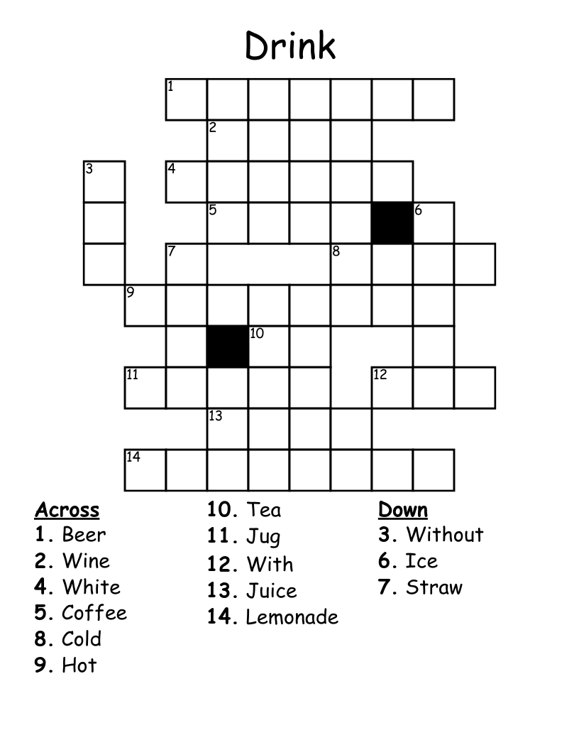 Drink Crossword WordMint Drink Crossword WordMint