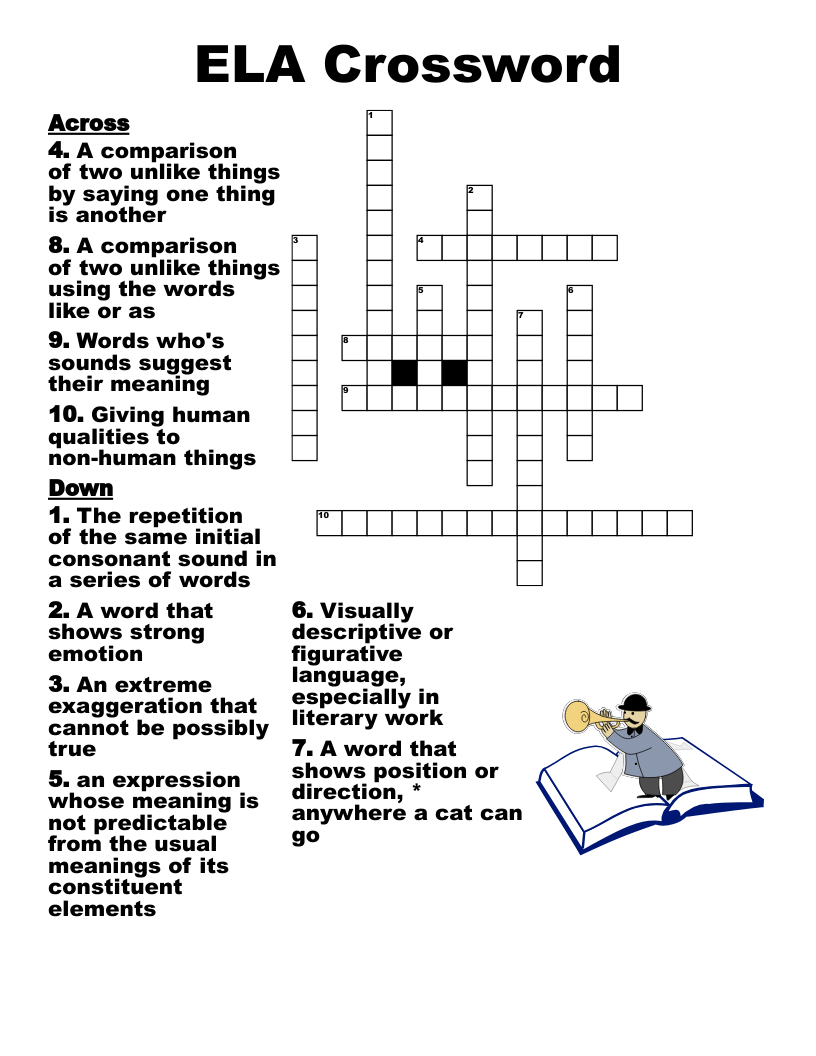 Language Arts Printable Crossword Puzzles