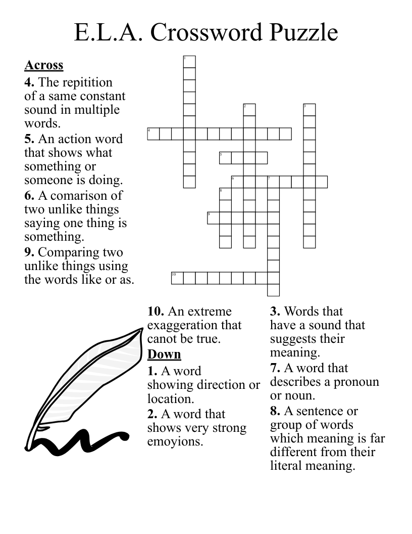 E L A Crossword Puzzle WordMint E L A Crossword Puzzle WordMint