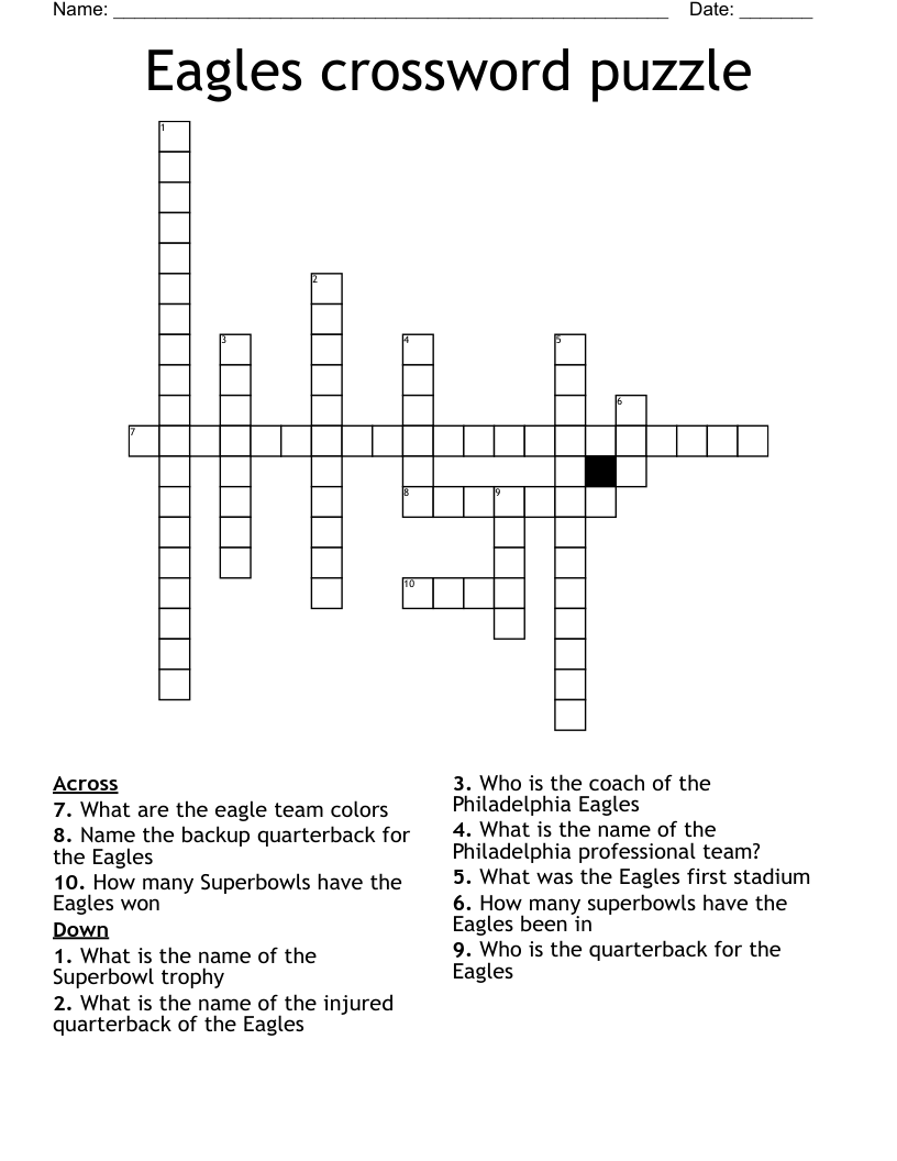 Eagles Crossword Puzzle WordMint Eagles Crossword Puzzle WordMint