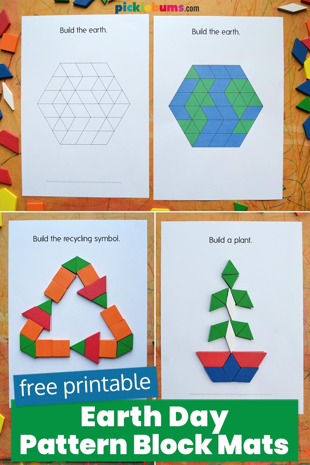 Earth Day Pattern Block Mats Free Printable Picklebums Earth Day Pattern Block Mats Free Printable Picklebums
