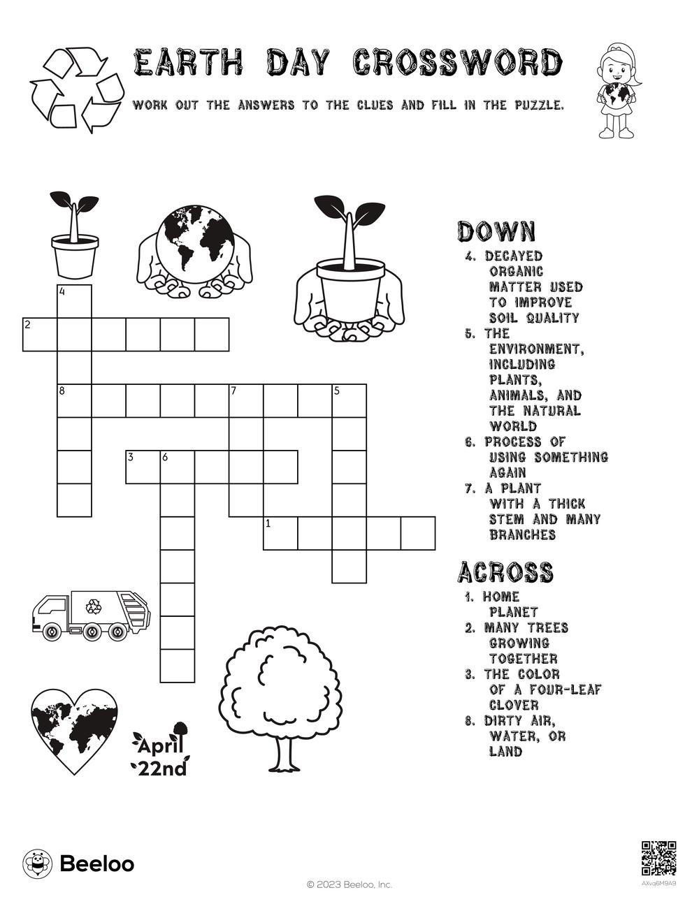 Earth Day themed Crossword Puzzles Beeloo Printable Crafts And Activities For Kids Earth Day themed Crossword Puzzles Beeloo Printable Crafts And Activities For Kids