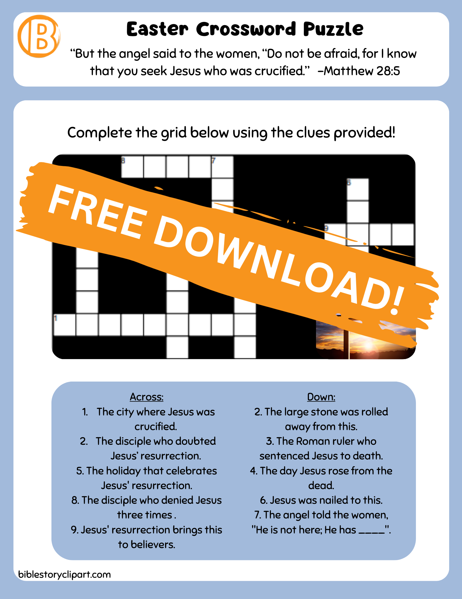 Easter Crossword Puzzle Archives Bible Story Clipart Easter Crossword Puzzle Archives Bible Story Clipart