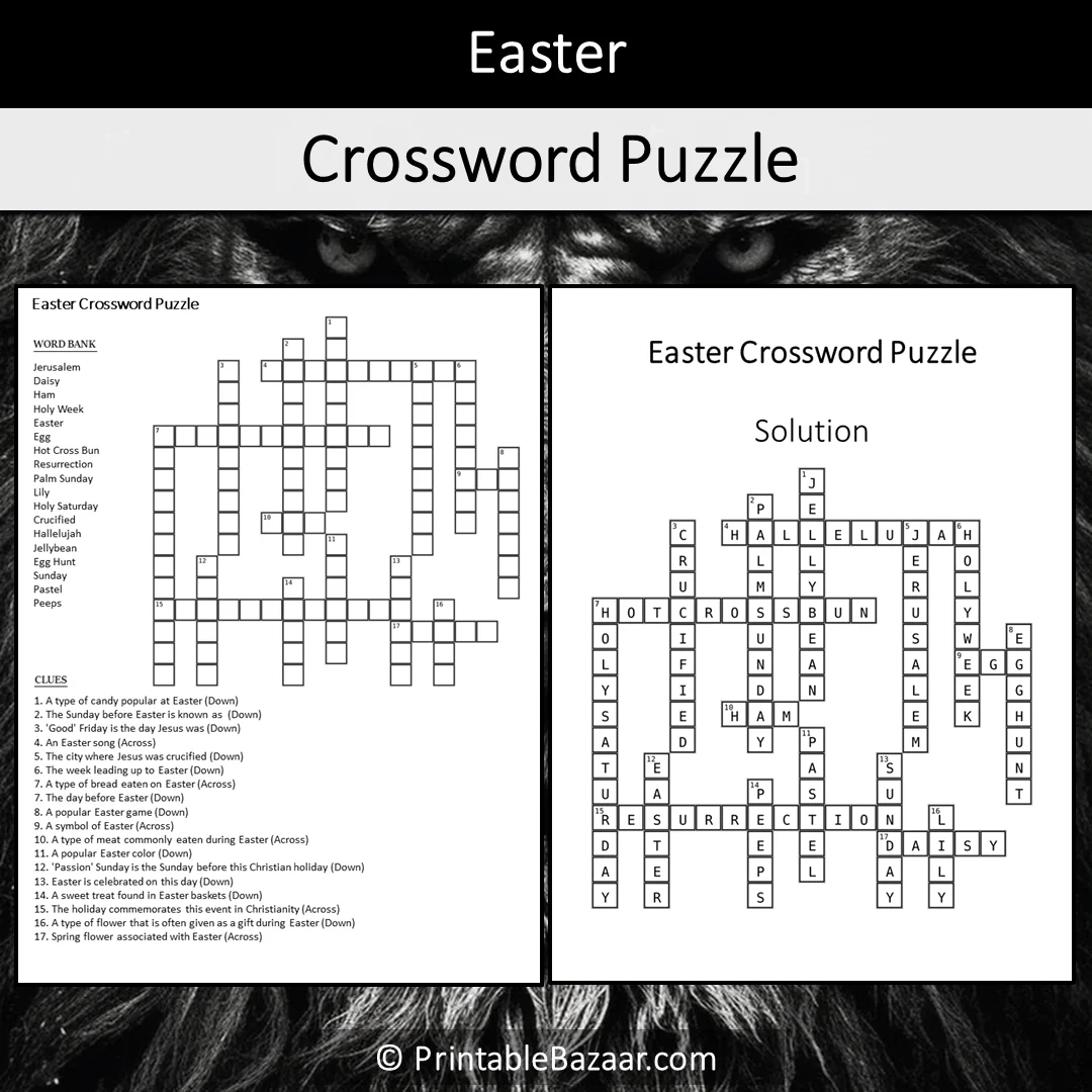 Easter Crossword Puzzle Worksheet Activity Printable PDF PrintableBazaar Easter Crossword Puzzle Worksheet Activity Printable PDF PrintableBazaar