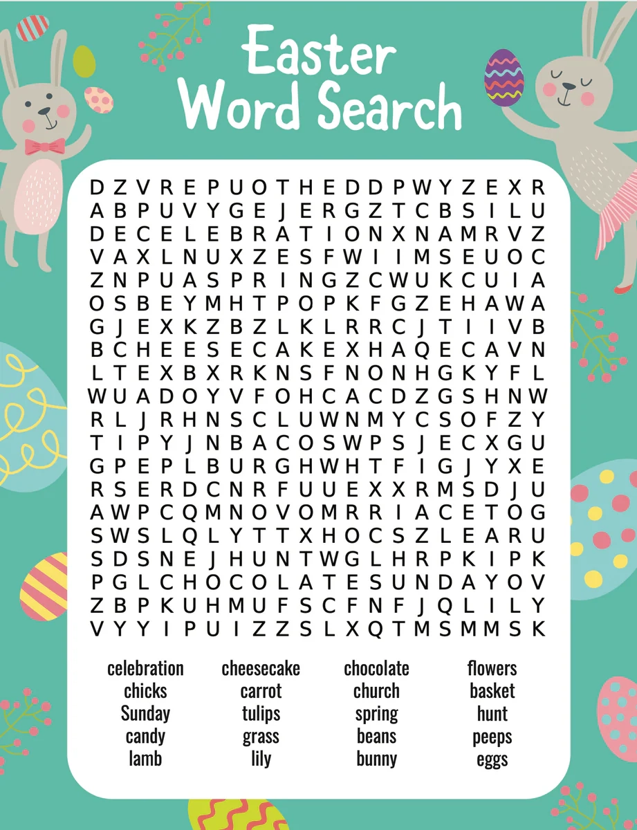 Easter Word Search 2 Versions Play Party Plan Easter Word Search 2 Versions Play Party Plan