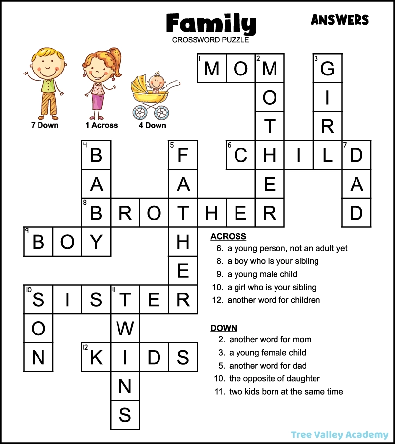 easy family crossword puzzle tree valley academy easy family crossword puzzle tree valley academy