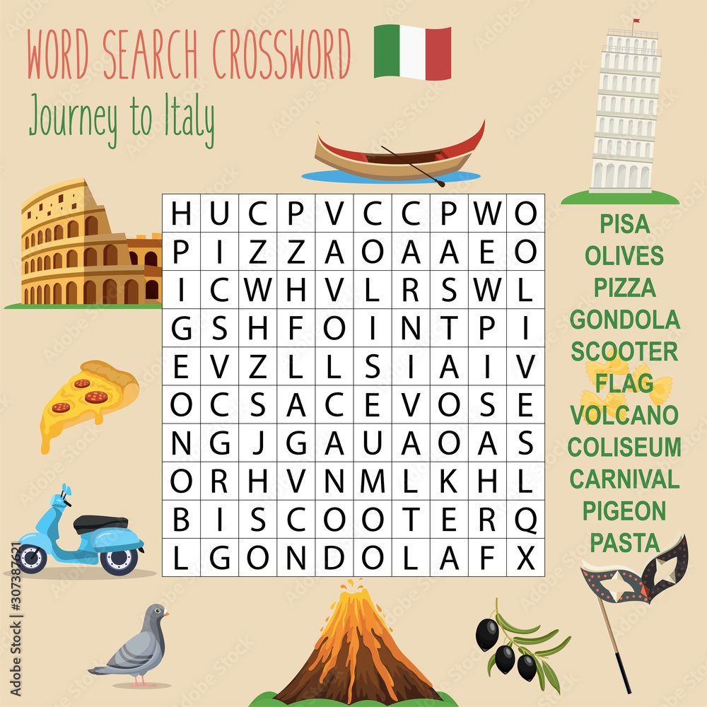 Easy Word Search Crossword Puzzle Journey To Italy For Children In Elementary And Middle School Fun Way To Practice Language Comprehension And Expand Vocabulary Includes Answers Stock Vector Adobe Stock Easy Word Search Crossword Puzzle Journey To Italy For Children In Elementary And Middle School Fun Way To Practice Language Comprehension And Expand Vocabulary Includes Answers Stock Vector Adobe Stock
