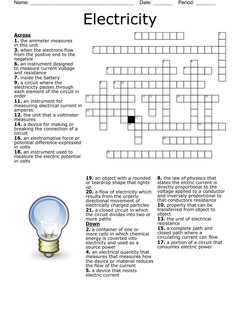 Printable Electrician Crossword Puzzles Printable Electrician Crossword Puzzles