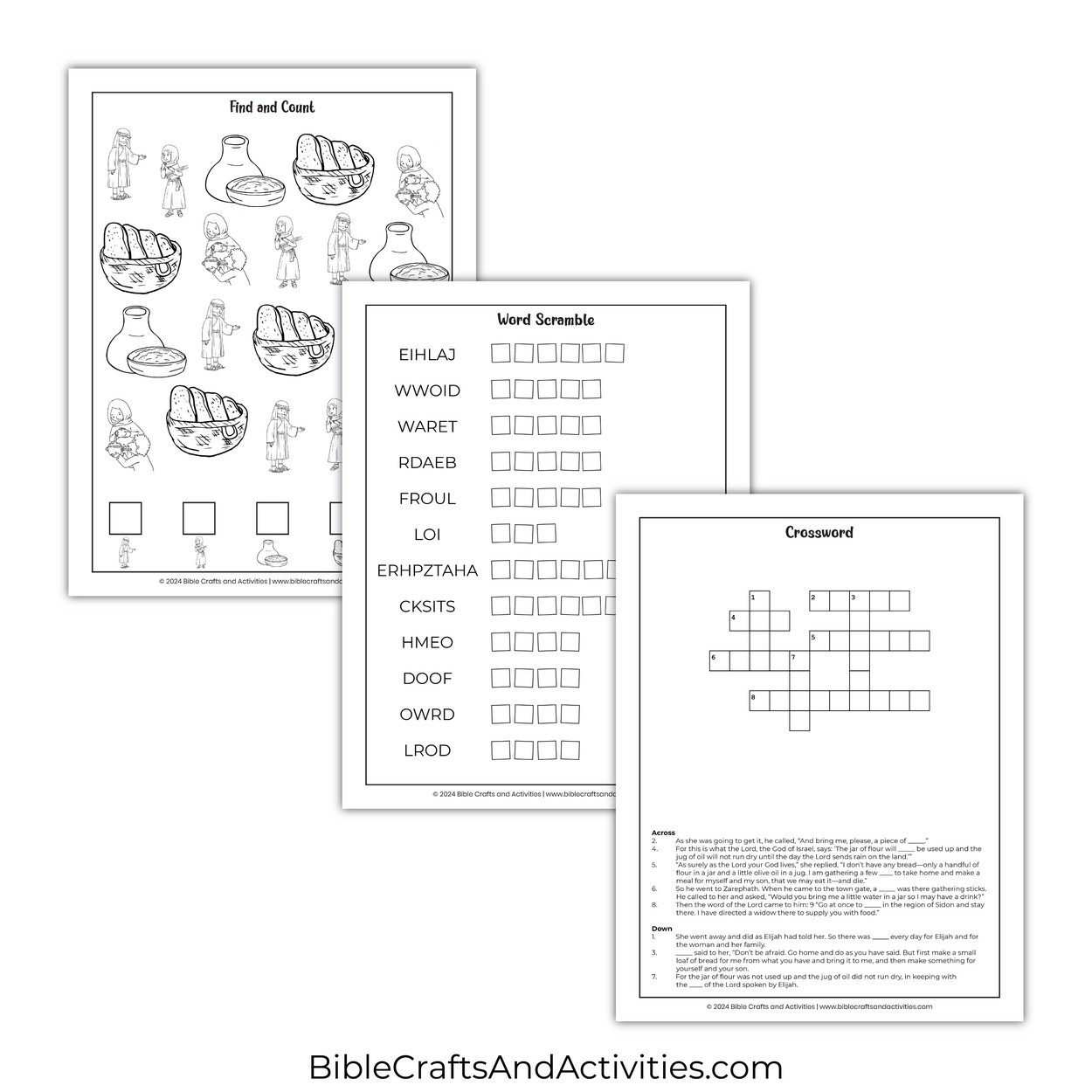 Elijah And The Widow Of Zarephath Activity Pages Elijah And The Widow Of Zarephath Activity Pages