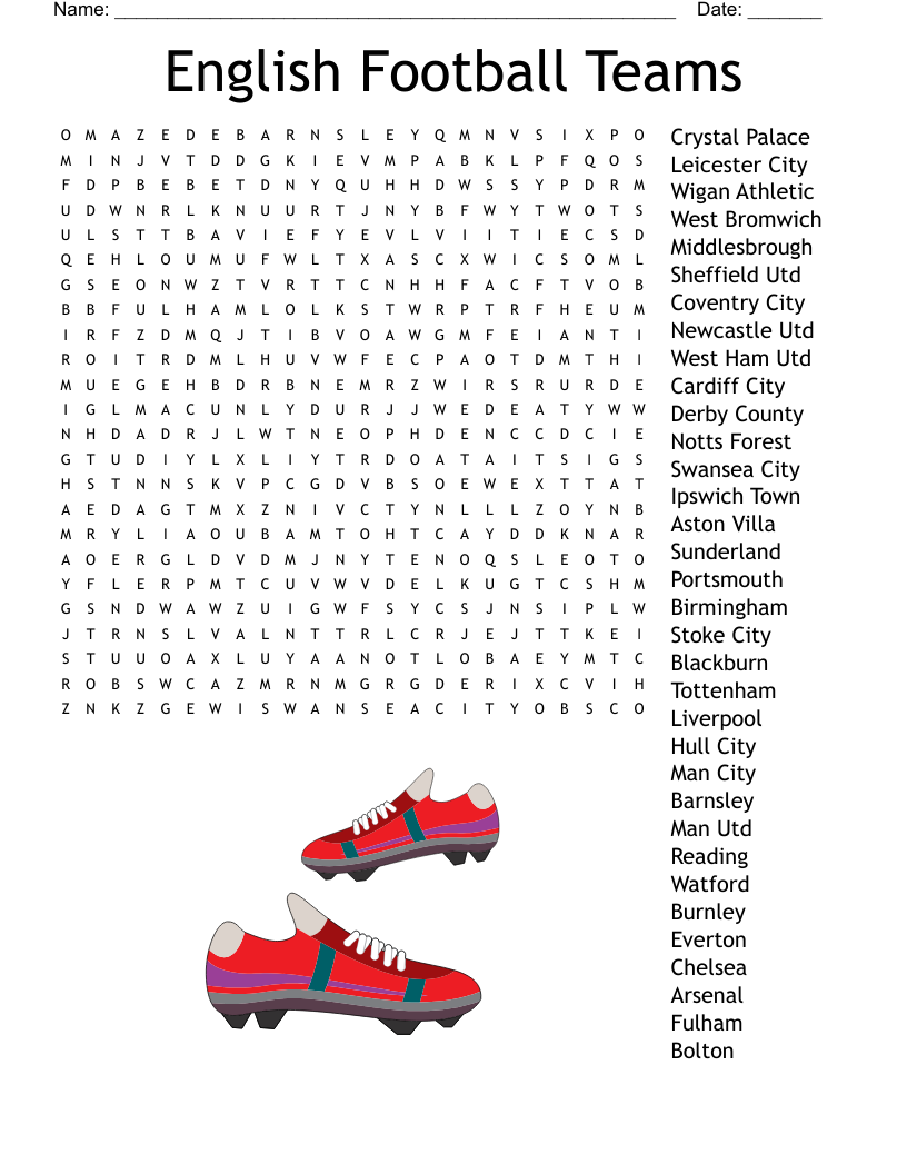 English Football Crossword WordMint English Football Crossword WordMint