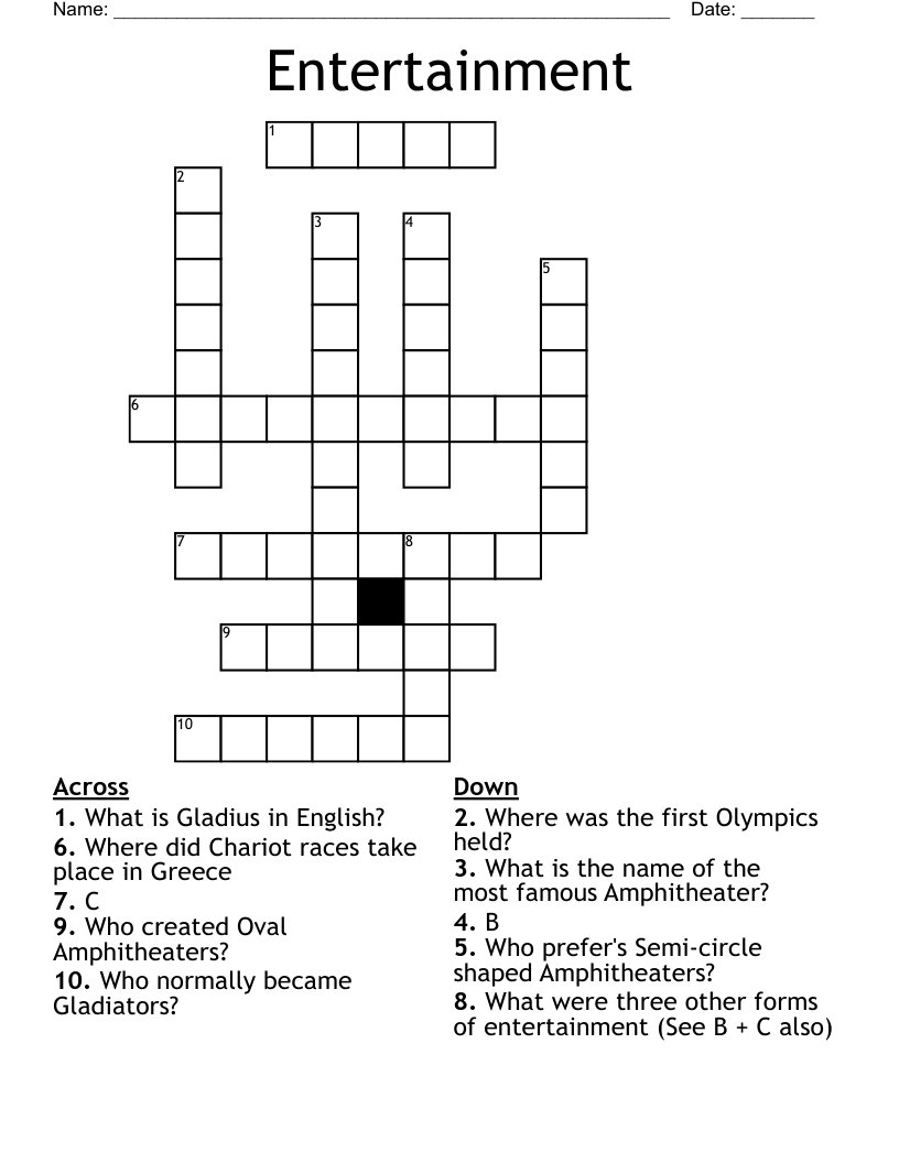 Entertainment Crossword WordMint Entertainment Crossword WordMint