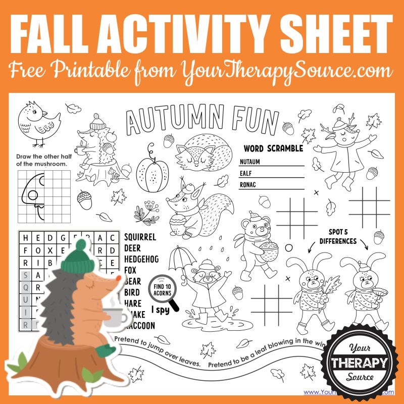 Fall Activity Page Free Printable Your Therapy Source Fall Activity Page Free Printable Your Therapy Source