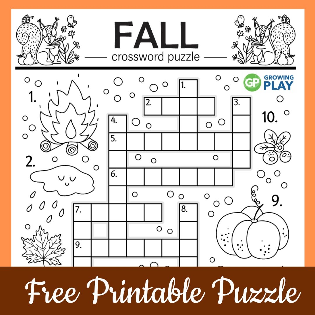 fall crossword puzzle free printable growing play fall crossword puzzle free printable growing play