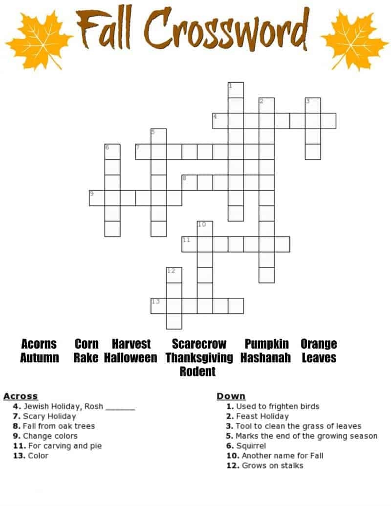 Free Thanksgiving Crossword Puzzles Printable Free Thanksgiving Crossword Puzzles Printable