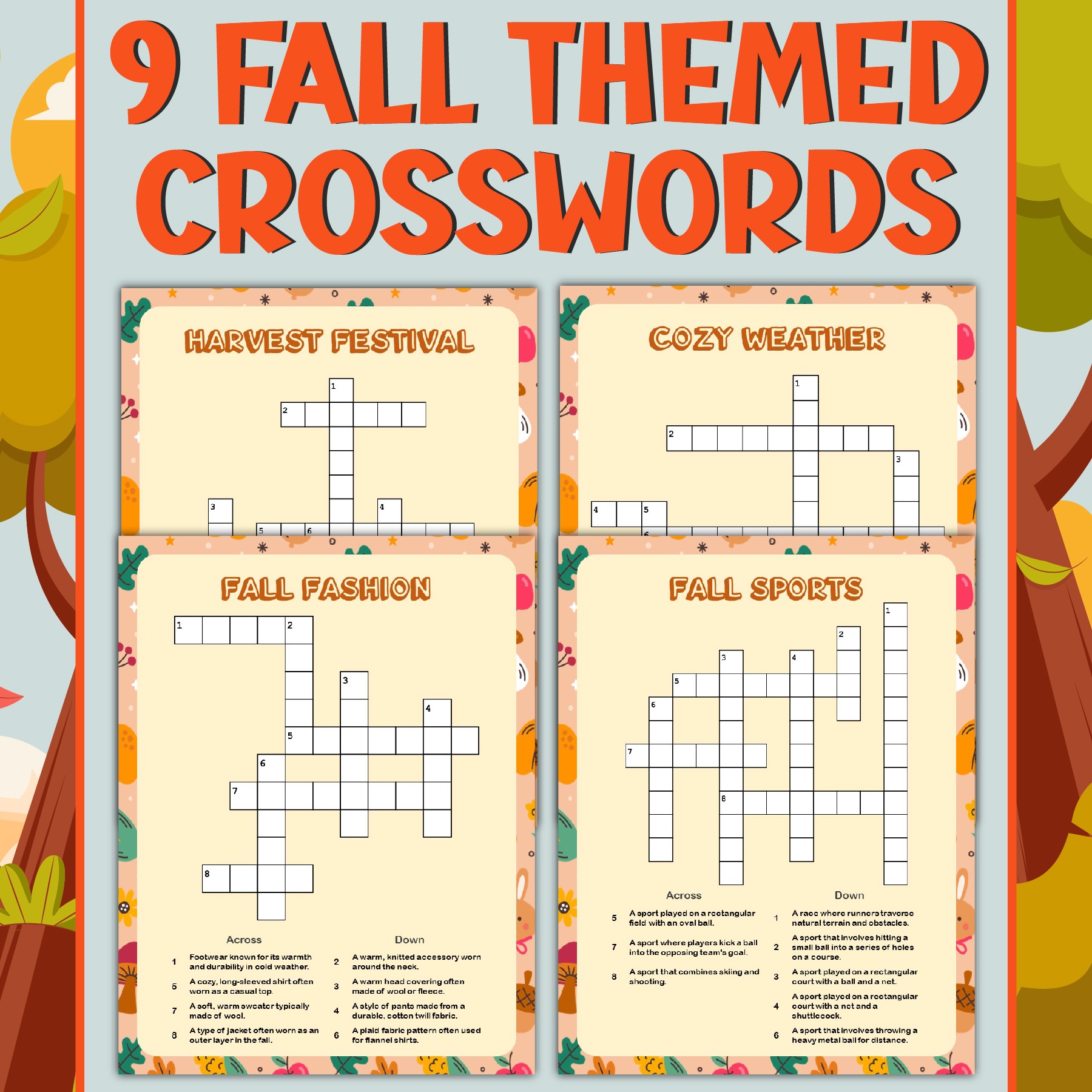 Fall Time Activities Autumn Themed Crossword Puzzles Funny Puzzles For Kids Made By Teachers Fall Time Activities Autumn Themed Crossword Puzzles Funny Puzzles For Kids Made By Teachers