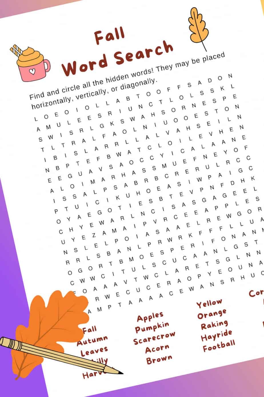 Fall Word Search Printable The Best Kids Crafts And Activities Fall Word Search Printable The Best Kids Crafts And Activities
