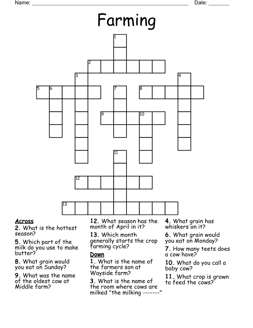 Farming Crossword WordMint Farming Crossword WordMint