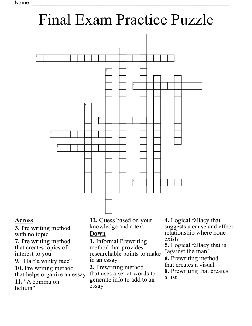 Final Exam Practice Puzzle Crossword WordMint Final Exam Practice Puzzle Crossword WordMint